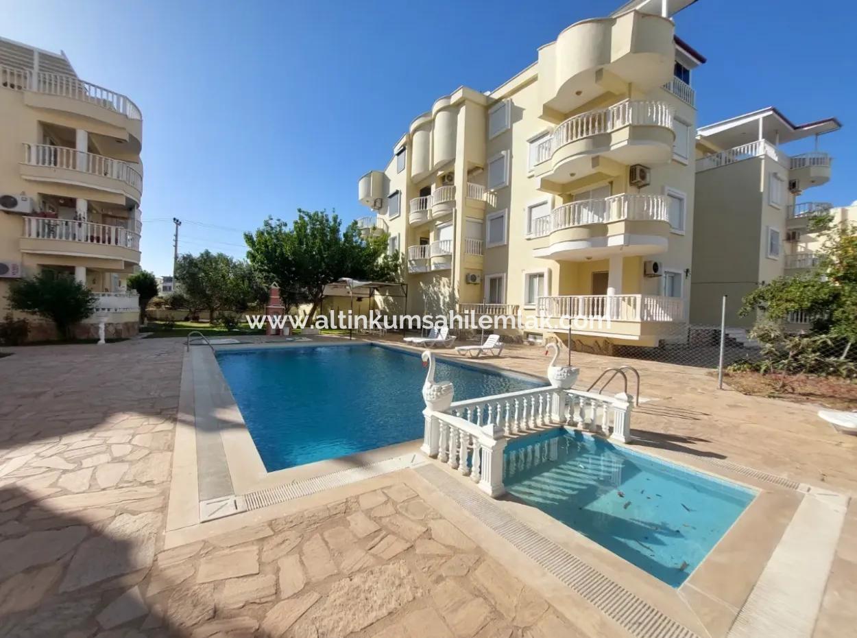 750Mt To The Sea!! 2 1 Apartment In Complex With Pool For Sale In Didim Camlik